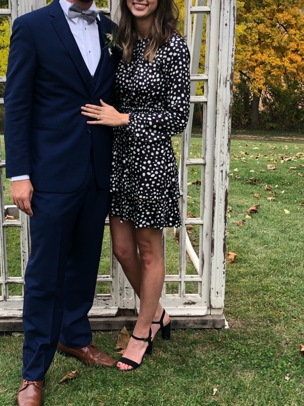 Allegra K Black and White Long Sleeve Dress